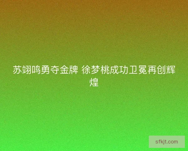 苏翊鸣勇夺金牌 徐梦桃成功卫冕再创辉煌