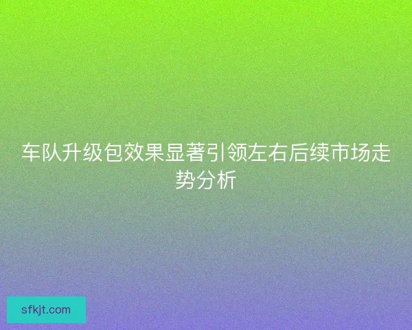 车队升级包效果显著引领左右后续市场走势分析